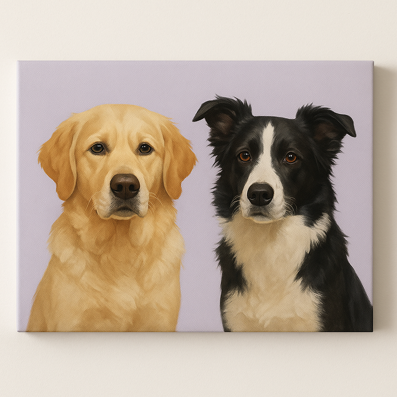 Augintinio portretas ant drobės interjere