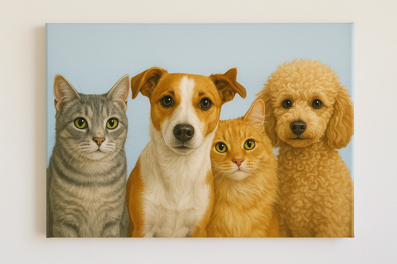 Augintinio portretas ant drobės miegamajame